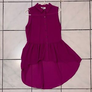 CaliforniaGrown Dark Fushia Mesh Asymmetrical Top
